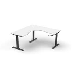 Rapidline Boost Manual Height Corner Workstation 1500/1500W x 750D x 705-1155mmH White/Blk