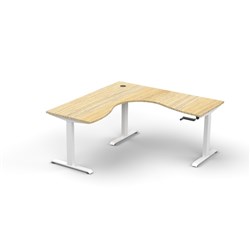 Rapidline Boost Manual Height Corner Workstation 1800/1500W x 750D x 705-1155mmH Oak/White
