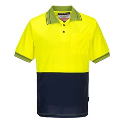 Portwest Hi-Vis Micro Mesh Polo Shirt Short Sleeve 2XL Yellow And Navy