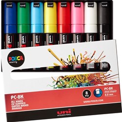 Uni Posca PC-8K Paint Marker Broad 8mm Chisel Tip Assorted Colours Wallet Of 8