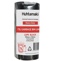 73L Garbage Bag Black Heavy Duty Roll of 25