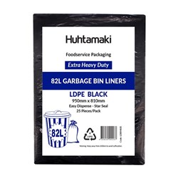 82L Garbage Bag Black Extra Heavy Duty Pack of 25